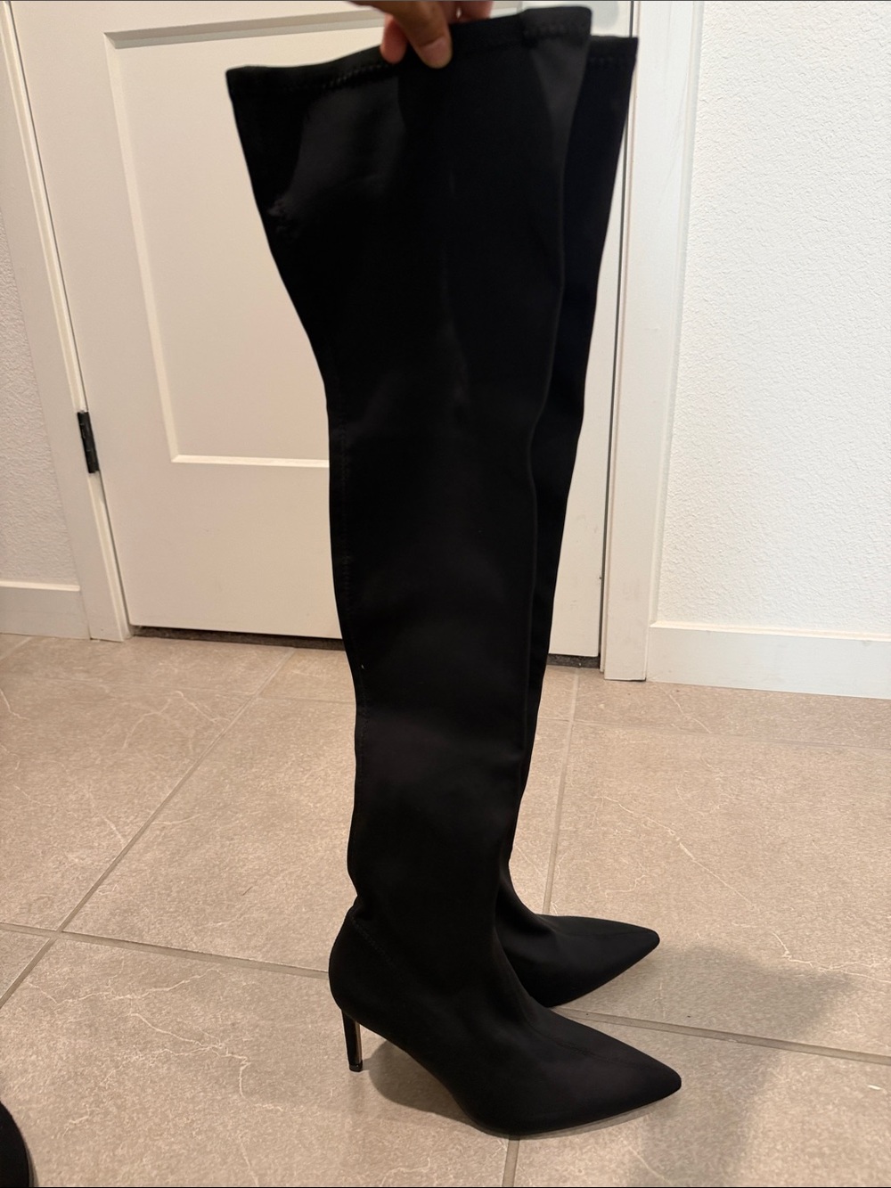 Zara Black Over-The-Knee Pointed Toe Stiletto Boots